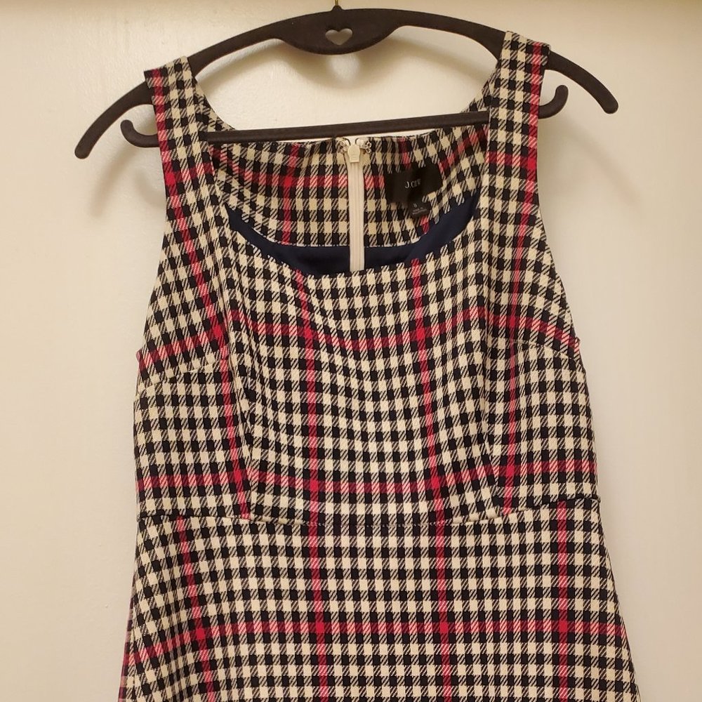 J. Crew Pink & Cream Plaid Sleeveless Dress Size 8